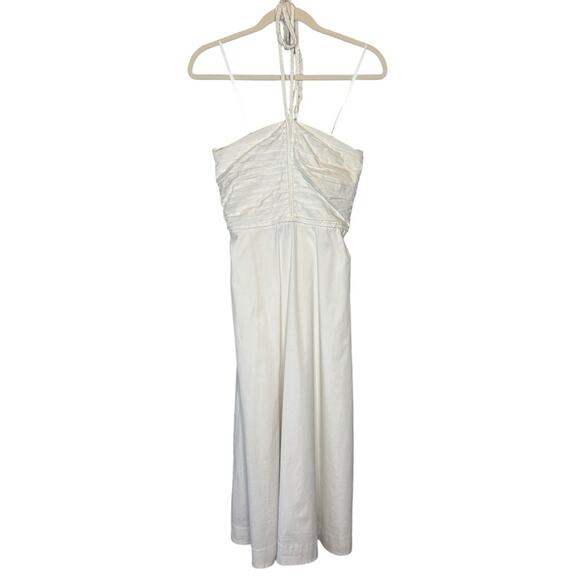 Veronica Beard Tucker Ruched Halter Midi-Dress - Picture 3 of 9